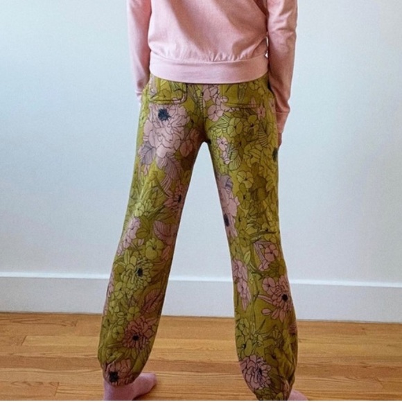 Saturday Sunday Anthropologie Camilla Knit Joggers Green Pink Floral Slouchy S - Picture 3 of 14